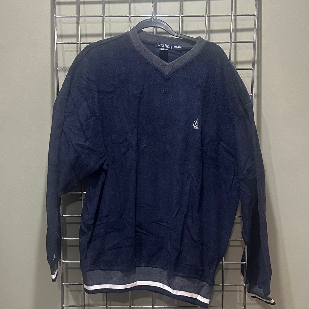 Nautica Men's Dark Blue V-Neck Sweater